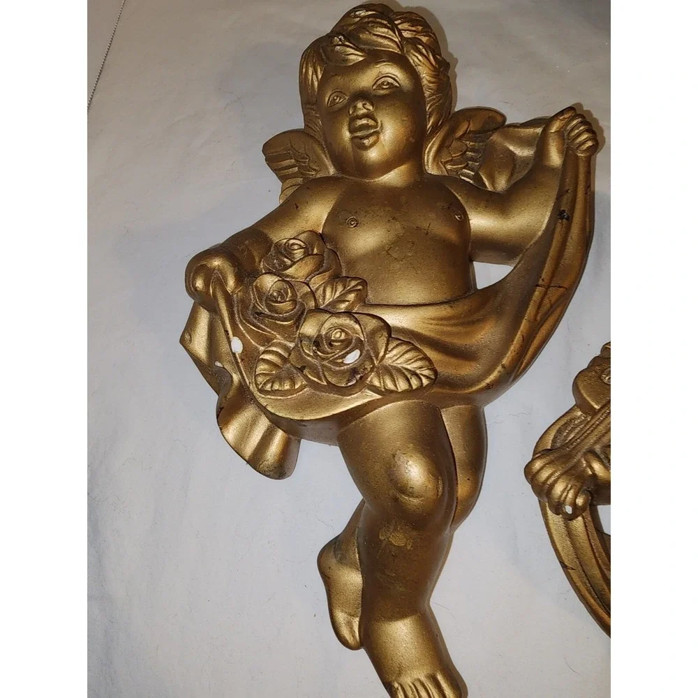 Vintage Chalkware Wall Hanging Cherubs 1966 Miller Studio Inc & 1963 A.r.k Ltd